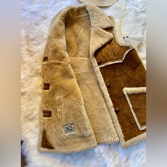 Vintage H BAR C Suede & Shearling Vest, 1970s | Warm and Cozy, Pockets | Size 10 - Picture 1 of 10